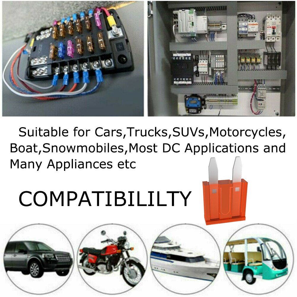 100pcs MINI Car Fuse 3A 5A 7.5A 10A 15A 20A 25A 30A Amp with Box Clip Assortment Auto Blade Fuses Set Vehicle Boat Truck SUV