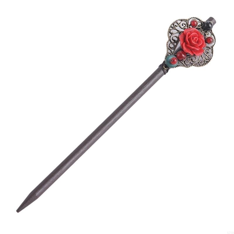 N7YD Antiek Chinese haarpen Haar ornament Traditionele haardecors voor Han -kostuum: Rood