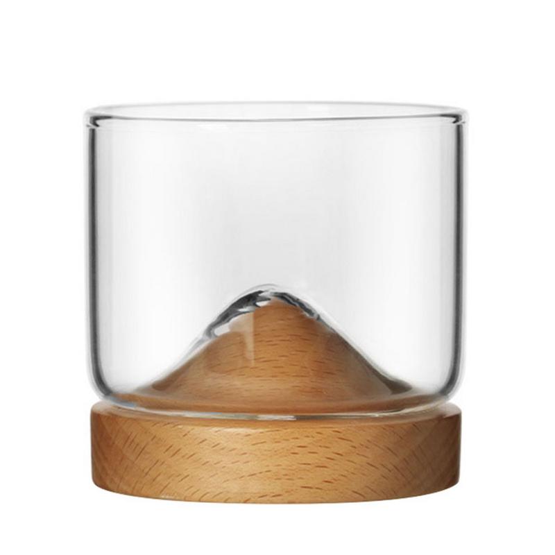 Whiskey Glas Kleine Glas Japanse Stijl Mountain Houten Bodem Wijnglas