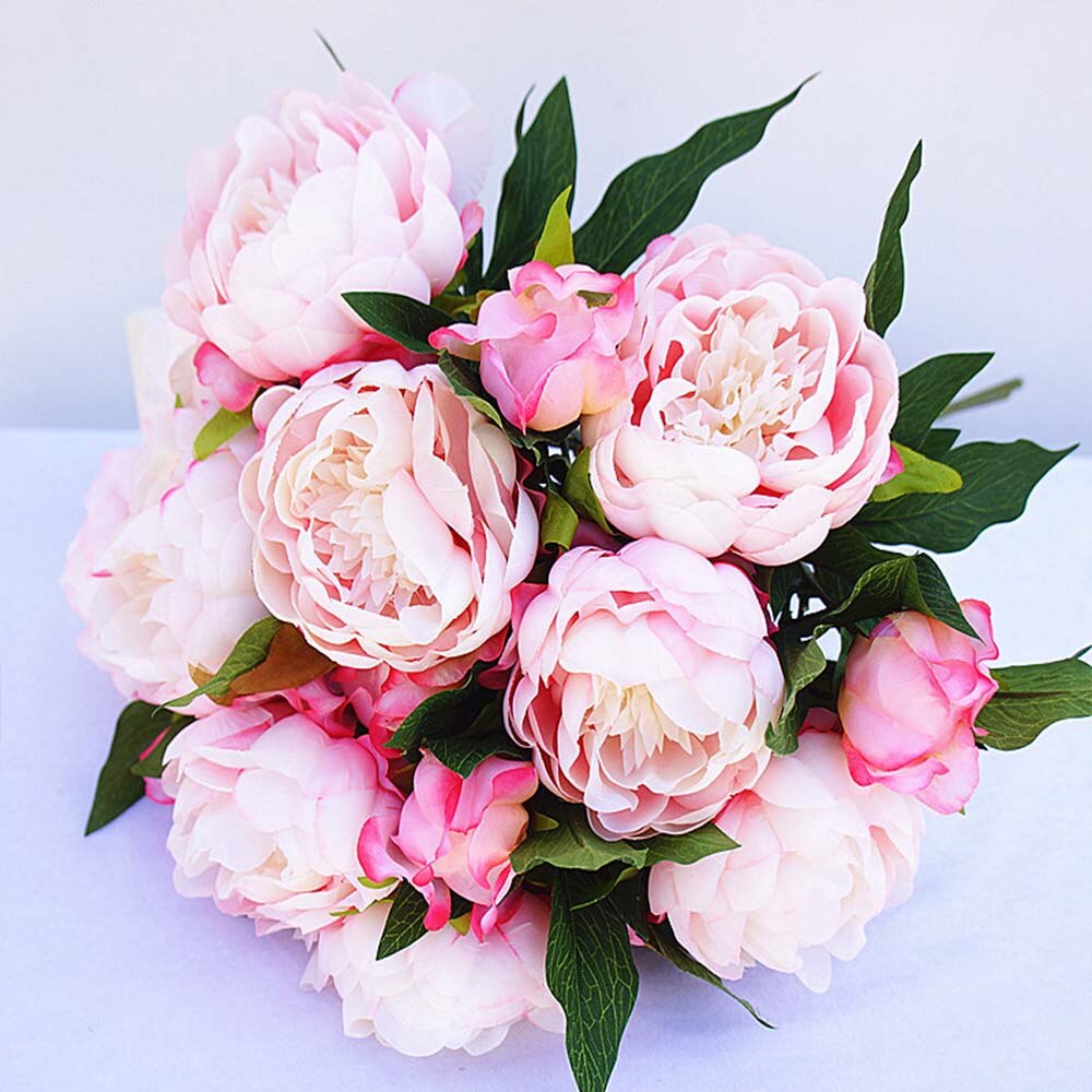 3 têtes/1 bundle pas cher pivoine bouquet Vase arrangement de fleurs décor à la maison décoration de mariage fleurs artificielles pour scrapbooking