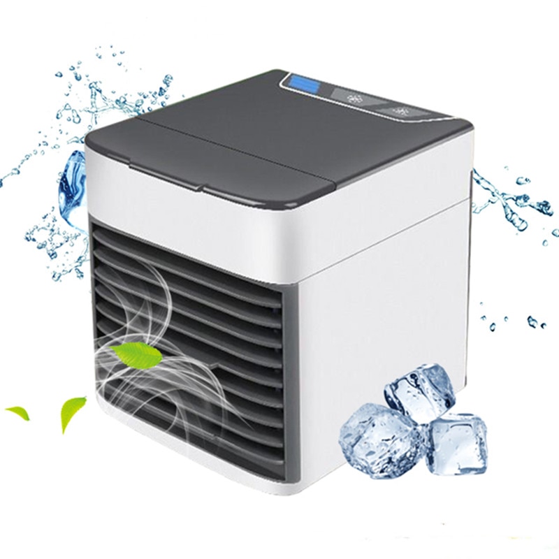 Household Mini Air Conditioner USB Personal Space Cooler Portable 7 Color LED Air Cooler LCD Digital Display Desktop Fan