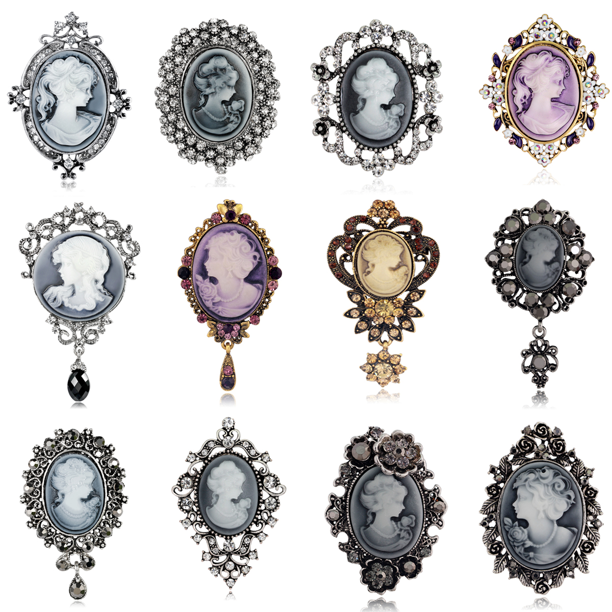 Estilo Vintage victoriano camafeo de Reina antiguo boda belleza broche Pin joyería