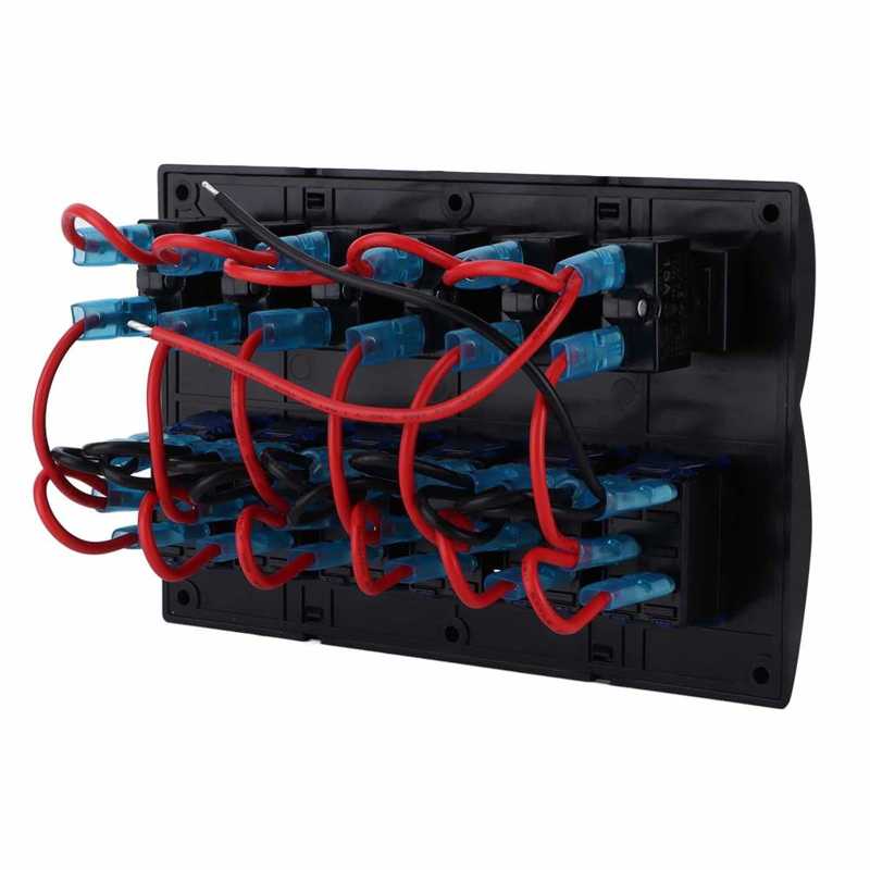 6 Gang Toggle Switch Long Service Life 6 Gang Rocker Switch Short Circuit Protection for 12‑24V Cars Buses Trucks Boats SUV