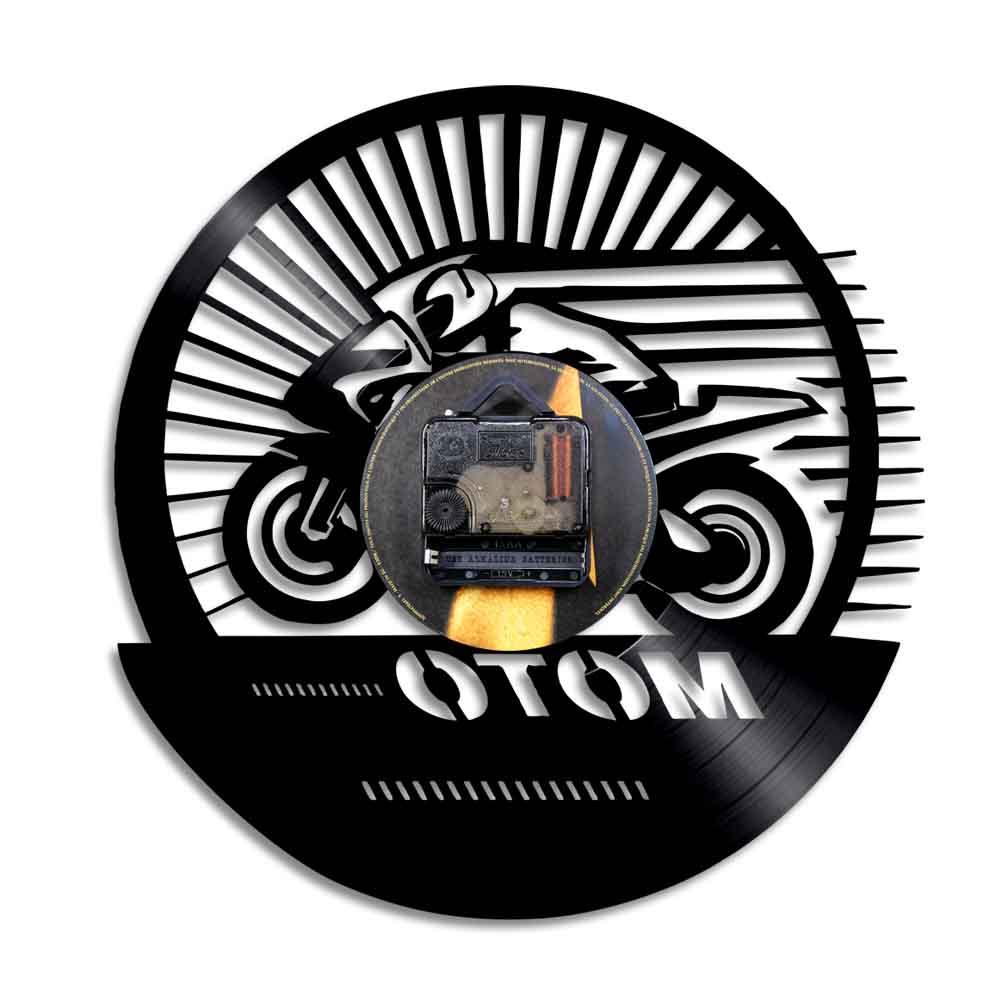 Motobiker Moto-Cross Vinyl aufzeichnen Wanduhr Jahrgang Motorrad Geschwindigkeit Rennfahrer Wanduhr Motorradfahrer Dekorative Zauberstab Uhr