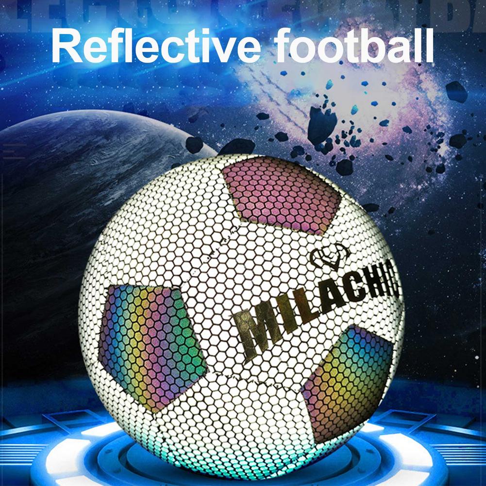 Glowing Soccer Ball - Size 4/5 - Reflective PU Material - Machine Stitched - Kids Training Ball