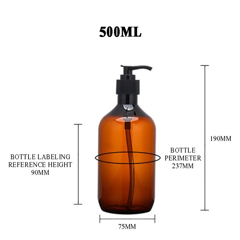 Braun Kunststoff Nachfüllbare Shampoo Flaschen Leere Seife Spender Gläser Für Shampoo Gedrückt Flasche Dusche Gel Lotion Container # L3: 500ML