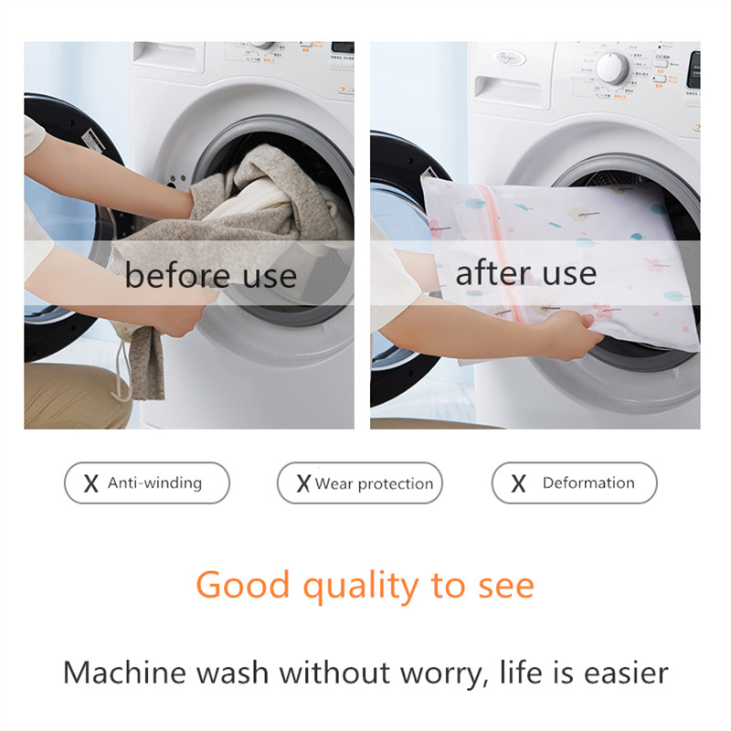 Polyester Printing Mesh Laundry Bag Underwear Laundry Baskets Large Capacity Travel Organizer for Clothing Socks Bra Washing Bag