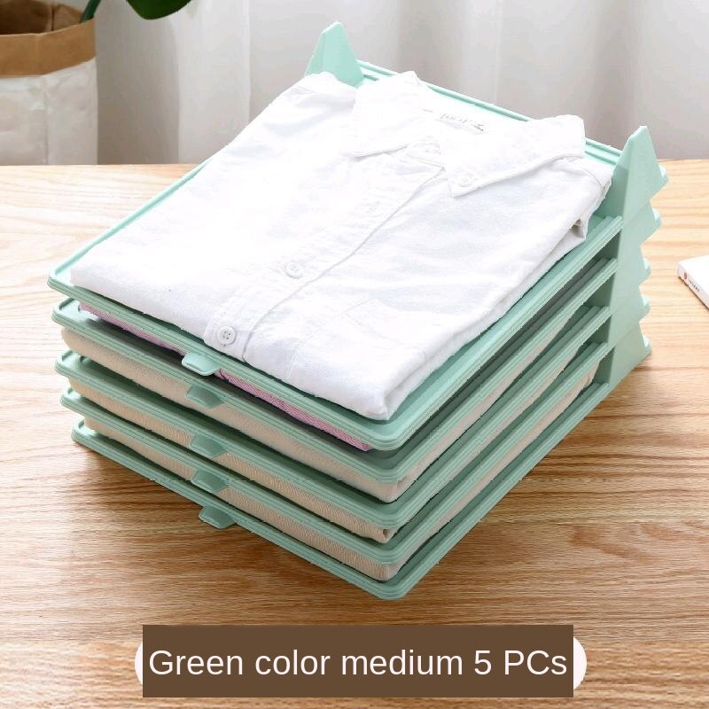 Storage Lazy Folding Finishing Fold Garment Board Multi-Function Stacked Clothes Artifact T-shirt Shirt Clothes Folding Board: Green M