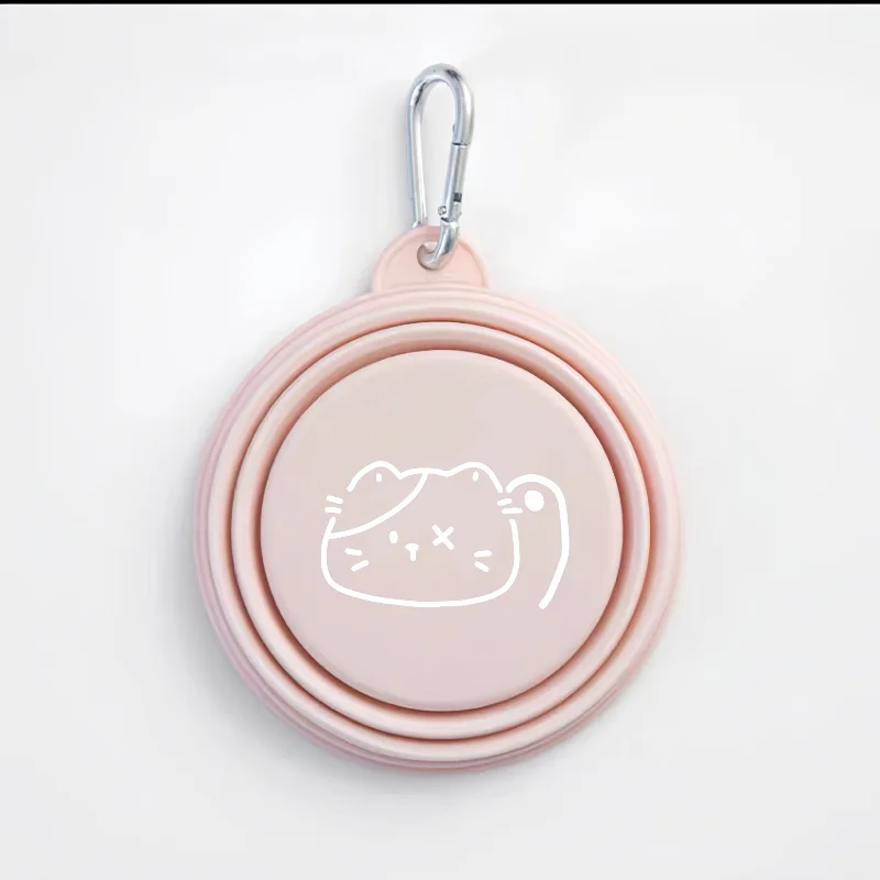 Dog Pet Folding Silicone Bowls 350ml/650ml Outdoor Travel Foldable Portable Cat Food Water Container Feeding Tray Bowls: Pink