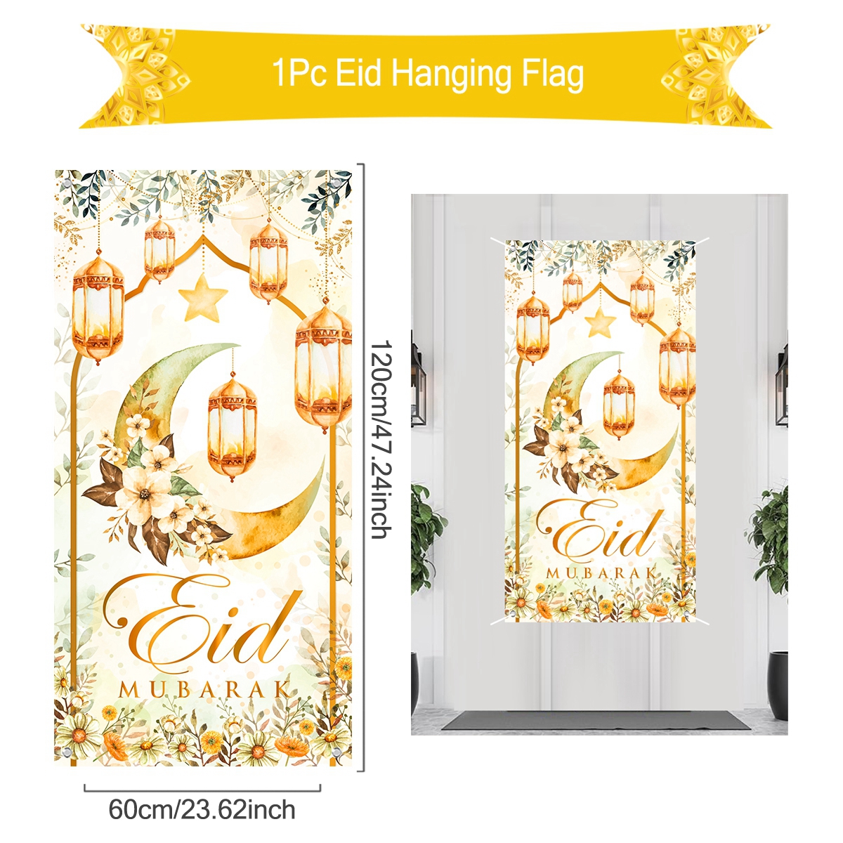Eid Mubarak Decoration Hanging Flag Ramadan For Home Door Islamic Muslim Party Decor Ramadan Kareem Banner Eid Al-Fitr