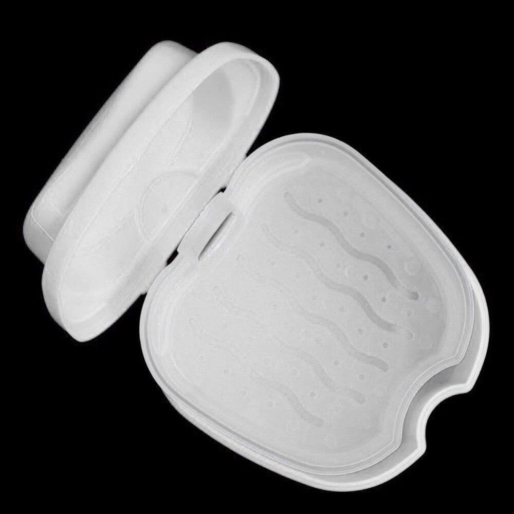 Tooth Care Denture Bath Box Case Dental False Teeth Storage Box With Hanging Net Container Denture Box With Net Sept