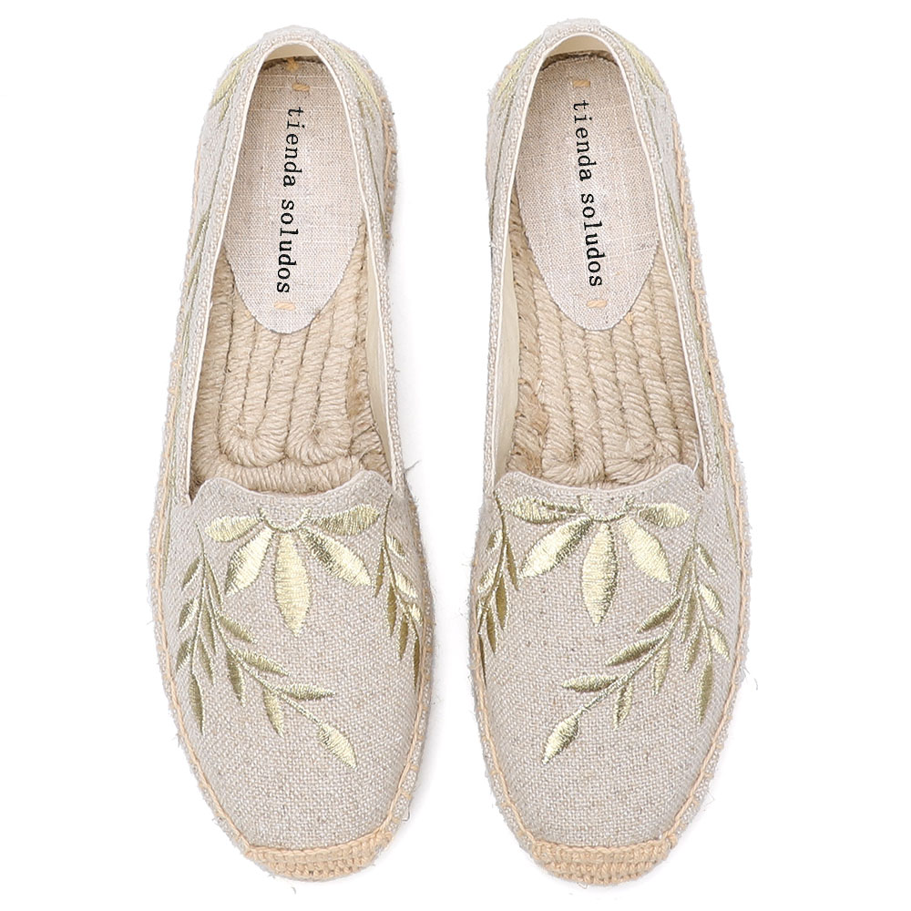 Runde Kappe Frauen Espadrilles Flache Schuhe 2022, Echte Plattform Gummi Unterhose-an lässig Blumen- Zapatillas Mujer Sapatos hanf