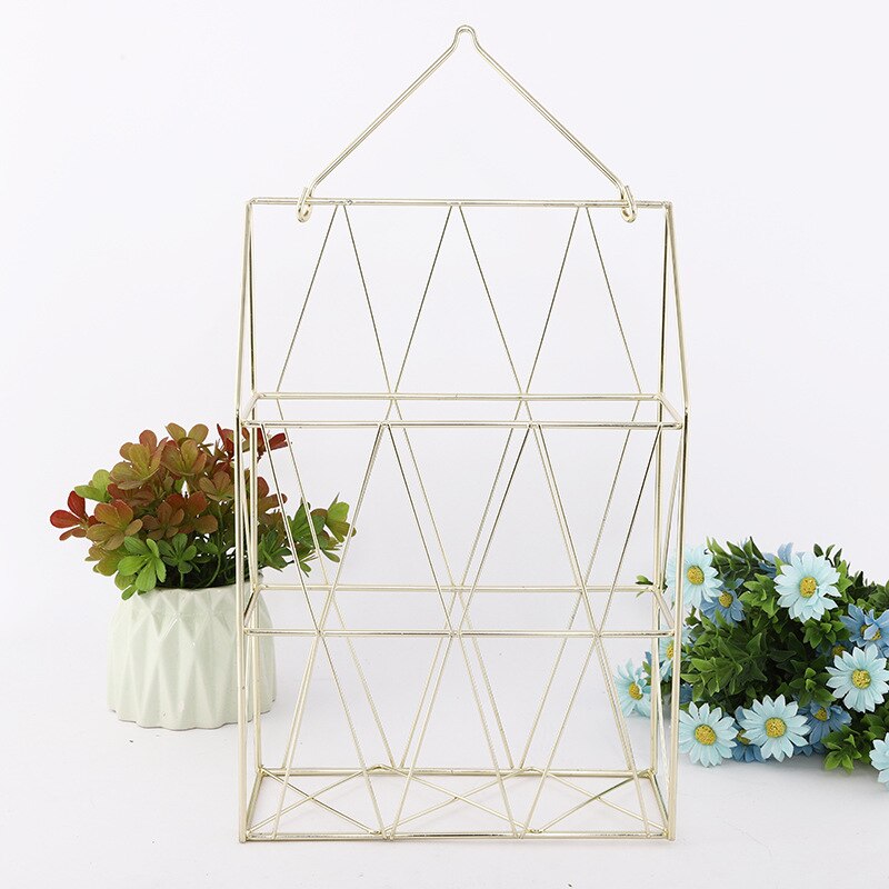 Panier de rangement mural en métal, panier de rangement suspendu à la nordique, filet de rangement en fer pour bureau, Magazine, journal, organisateur, support de décoration murale