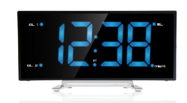 LED Digital Clock FM Radio Alarm Clocks Electronic Table Mirror Watch Smart With Luminous For Office Bedroom Large Display: D