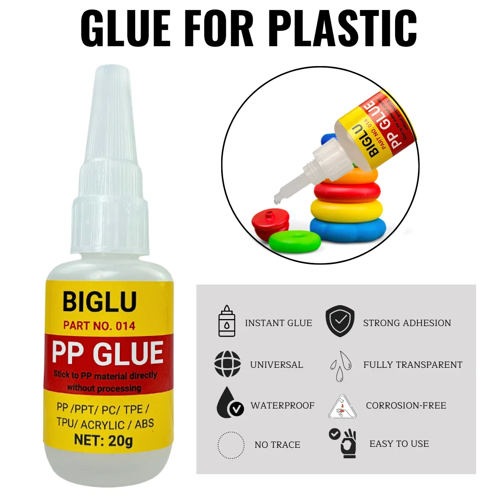 Pp limstift til de fleste plastmaterialer uten bearbeiding pp/ppt/pc/tpe/tpu/abs lim 20g