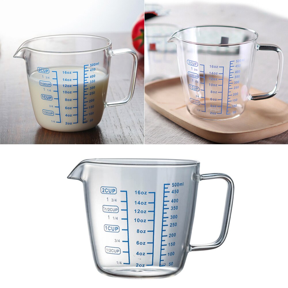 1PC 500ml Heat-resistant Glass Measuring Cup Children's Cup with Scale Microwave Measuring Cup Transparent Scale Cup