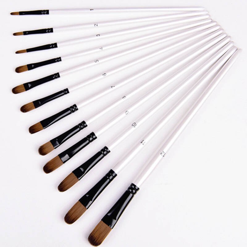 12 unids/set artista cepillo de pintura Multi-función dibujo arte pintura acuarela pluma pelo de Nylon pinceles para pintura al óleo