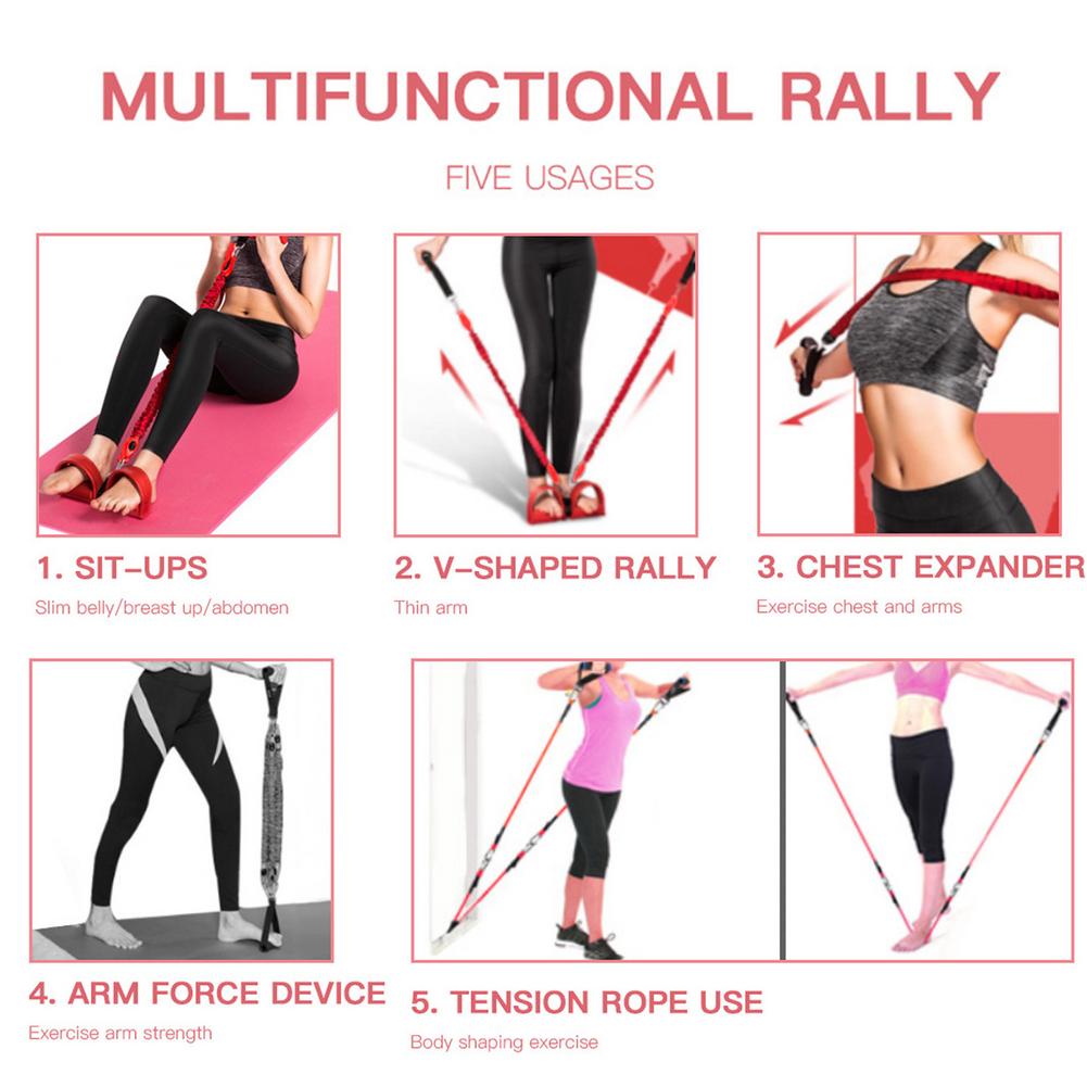 11pcs Tension Tube Fitness Exercise Slimming Training Multifunctional Four-tube Tensioner Latex Anti-breaking Exercise Fitness