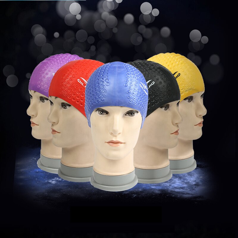 Stor vandtæt silikone svømmedæksel svømning pool badedæksler hat øre langt hår beskyttelse vandhætter til kvinder mænd badmuts