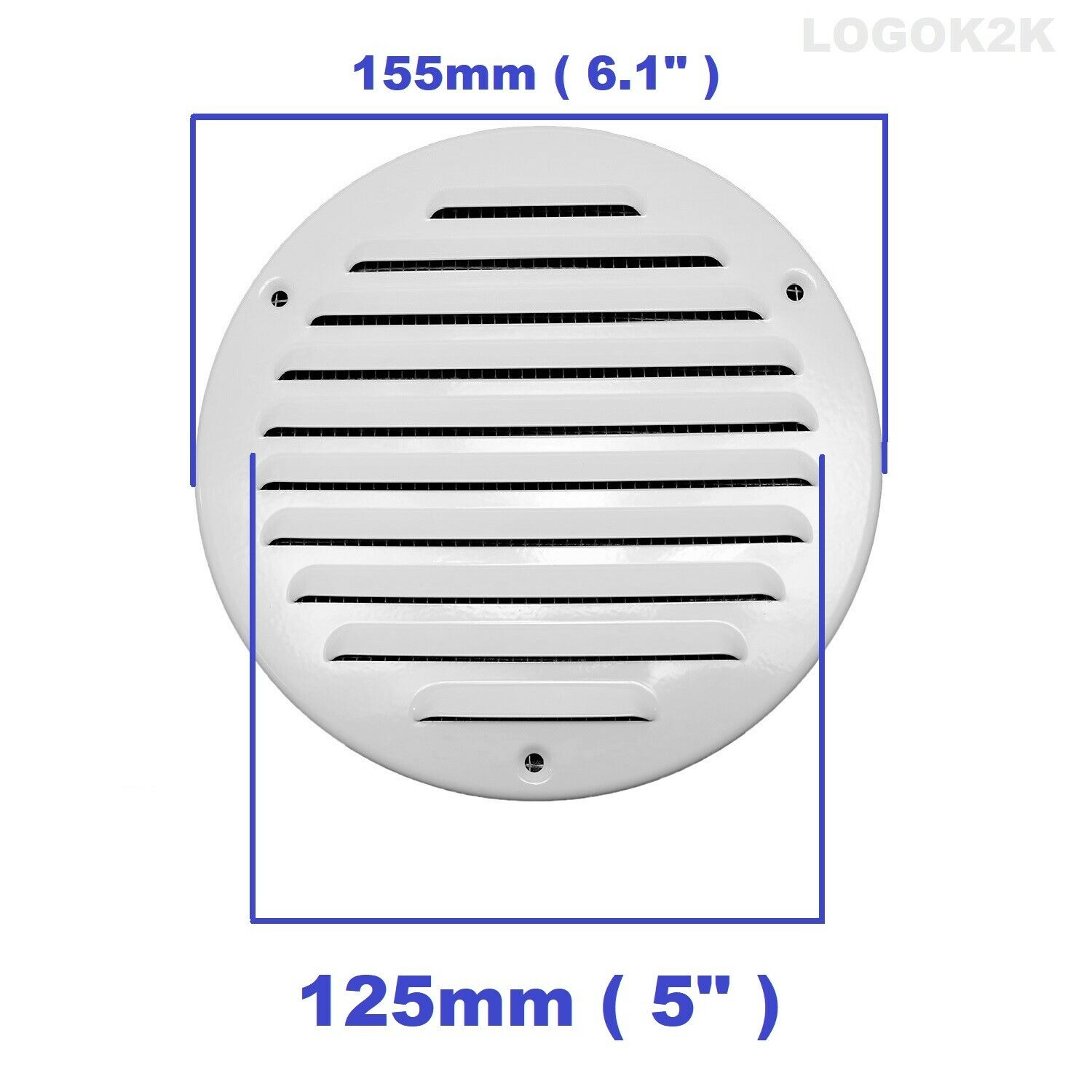 100MM 125MM 150MM Flat Circle Air Vent Grill Metal Cover Round Ducting Ventilation: WHITE - 125mm