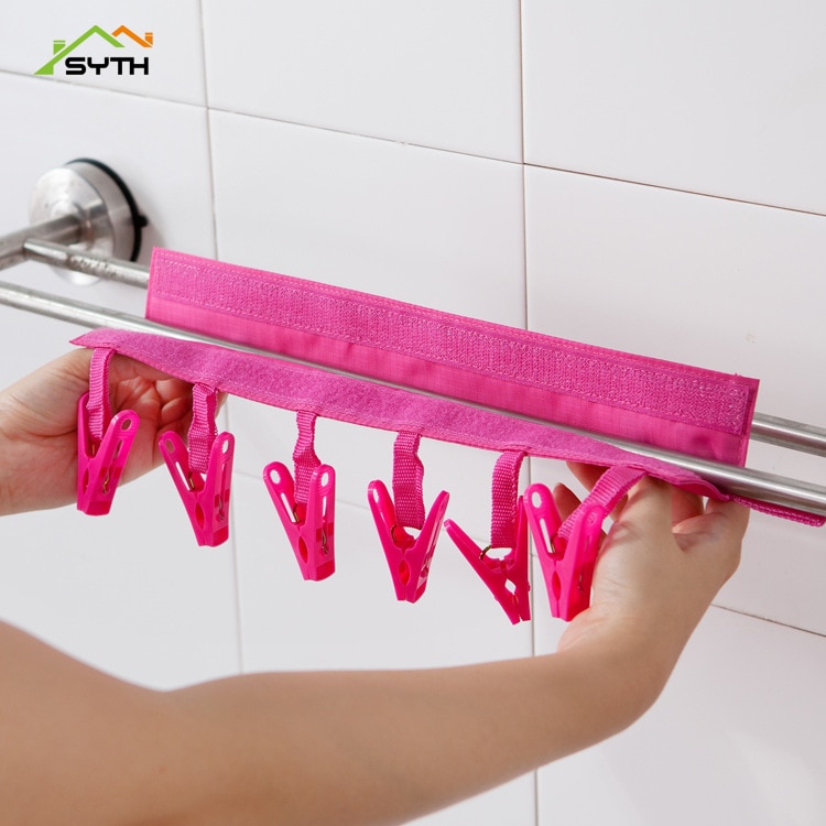 Serise Multifunctional Portable Cloth Hanger Drying Rack Foldable Bathroom Rack Travel Clothespin 6 Clip Hanger Towel