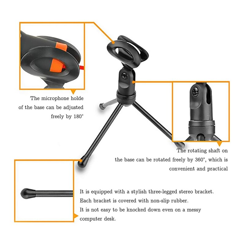 with Mic Stand, 3.5mm Jack Recording Condenser Microphone Compatible with PC, Laptop, iPad, Phone