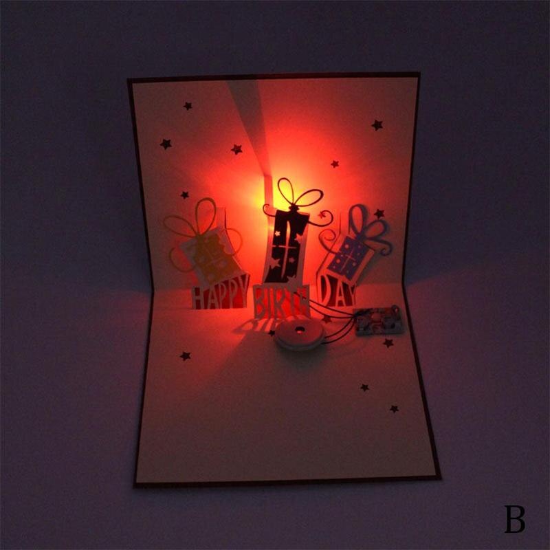 Anniversaire musique lumière carte de voeux noël et voeux 3D carte stéréo année F0W3