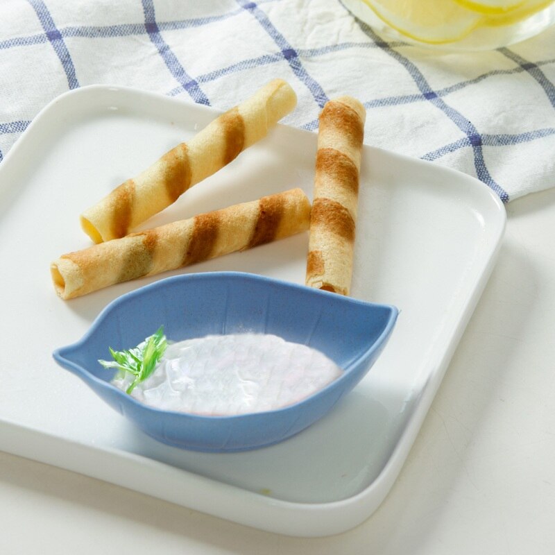 4Pcs Dip Plate kitchen wheat straw seasoning dish plastic Leaf shape pickles small plate tableware dip snack sauce dish