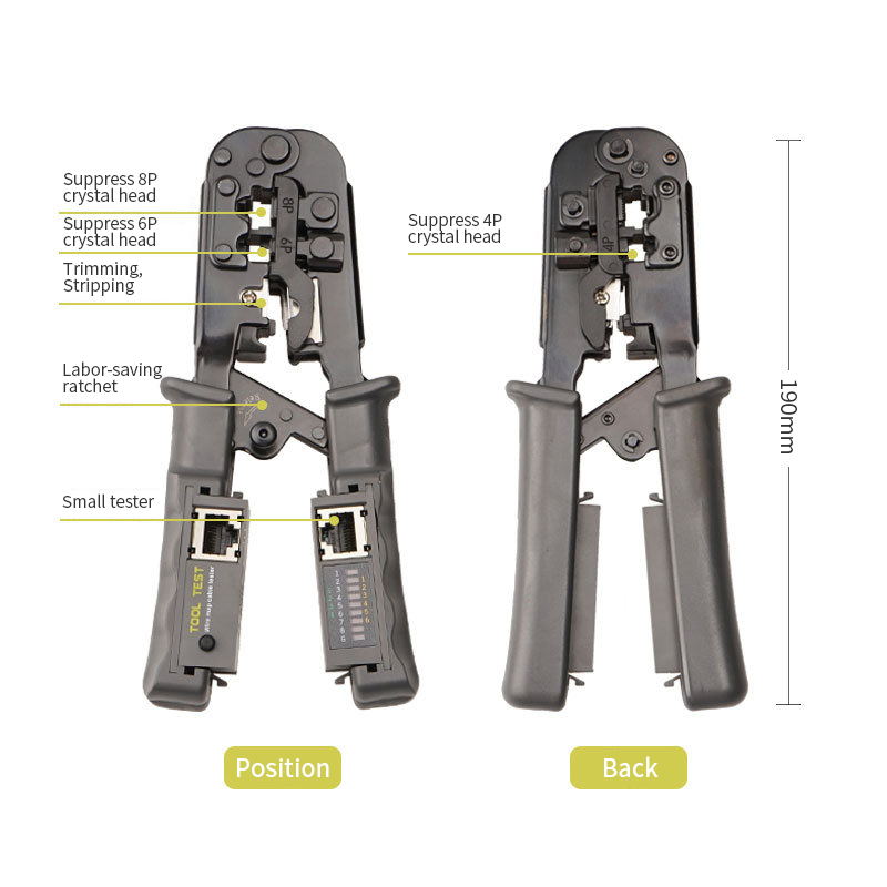 3 in 1 Network Cable Cutting Tool Cable Tester Cable Pliers 4P/6P/8P Wire Cutter Tool Test Crimping Pliers