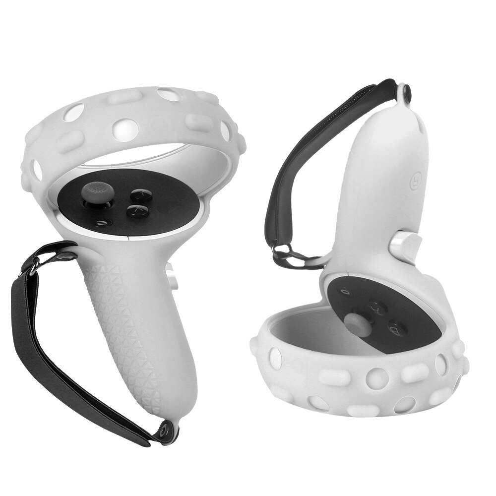 Touch Controller Grip Cover per Oculus Quest 2 Cover in Silicone impugnatura anti-lancio custodia protettiva con cinturino regolabile: gray