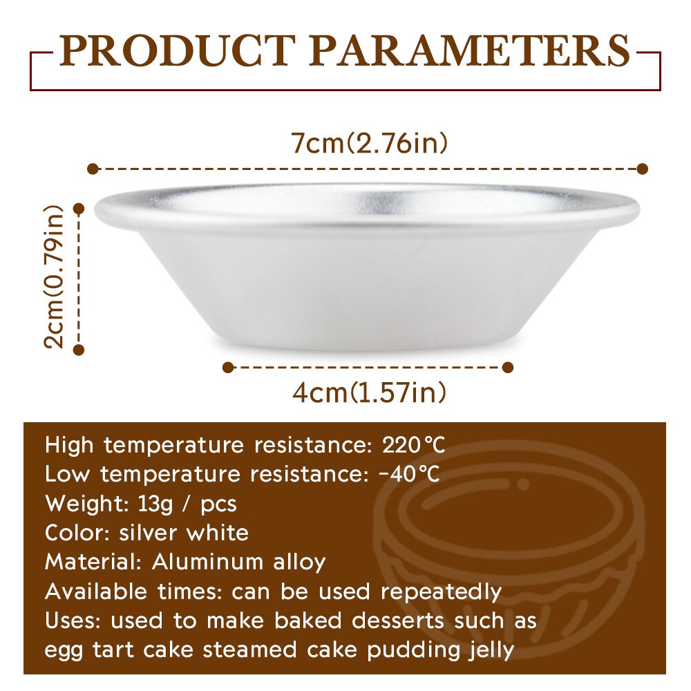 10pcs Egg Tart Mold Cake Aluminium Alloy Tart Mould Baking Tool