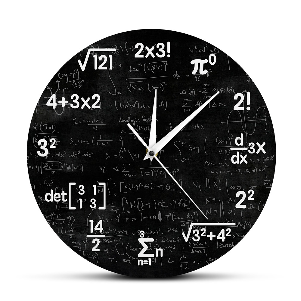 Math Equations and Notations Mathematics Chalkboard Geek Wall Clock Educational For Kids Teachers School Classroom Decor