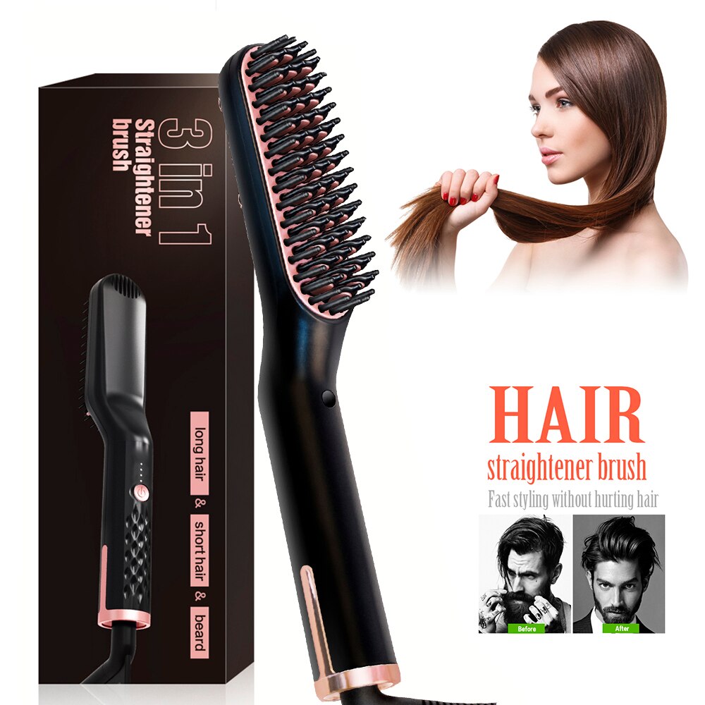 Hair Straightener Brush Men Beard Comb Heated Brushes Hair Styler Comb For Beard Brush Styling Tools Air Brush