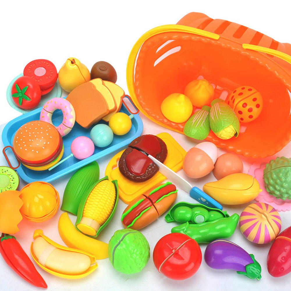 Pretend Play Set Plastic Food Toy DIY Cake Toy Cutting Fruit Vegetable Food Pretend Play Toys For Children Educational