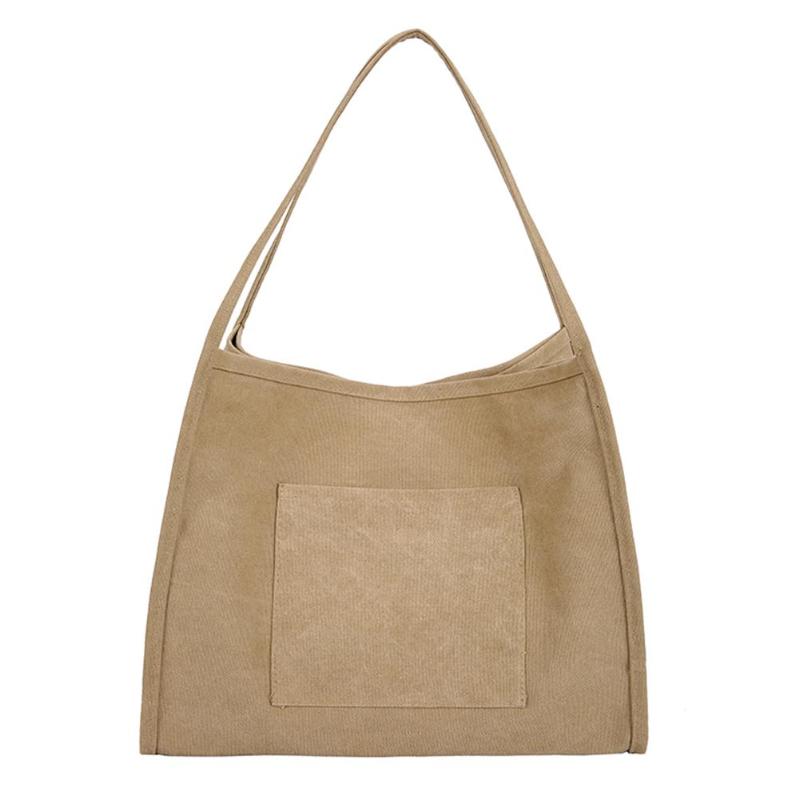 Mode Dames Effen Kleur Schouder Handtassen Zomer Strand Vrouwen Grote Capaciteit Top-Handvat Tassen Casual Canvas Shopping Totes: Camel