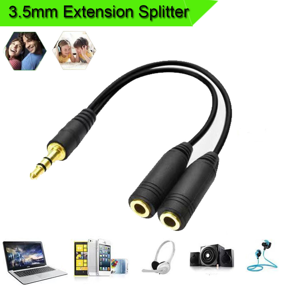 Hoofdtelefoon Splitter 3.5Mm Verlengkabel Audio Stereo Y Splitter (Hifi-Geluid) 3.5Mm Mannelijk Naar 2 Poorten 3.5Mm Vrouwelijke Splitter