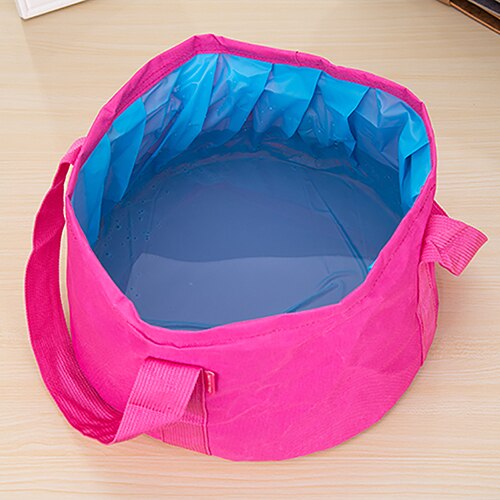 15L portátil de viaje al aire libre plegable lavabo de Camping cuenca tazón bolsa de lavamanos de baño de pie de cubo: rose Red