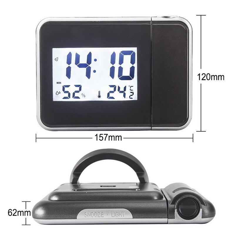 Projectie Wekker Digitale Klok Projector Met Lcd Big Screen Temperatuur Datum Display Voor Home Office 15.7x12x6.2cm
