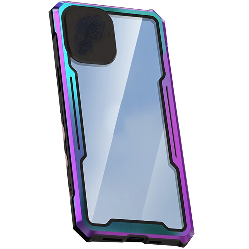 Phone Case for Apple iPhone 12 Pro - Metal Frame PC Clear Backplane 3-in-1 Protective Cover: Default Title