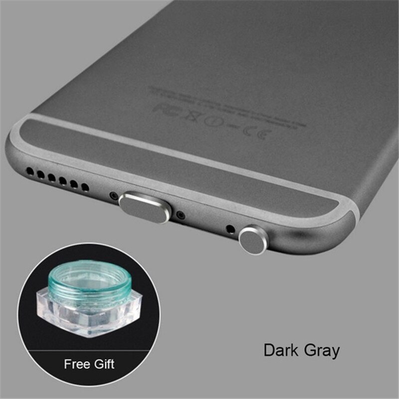 Enchufe de Metal para puerto de carga, enchufe antipolvo para iPhone XR XS MAX X, puerto para auriculares, enchufe antipolvo para iPhone 8 7 6 6S Plus, accesorios para teléfono: Gray