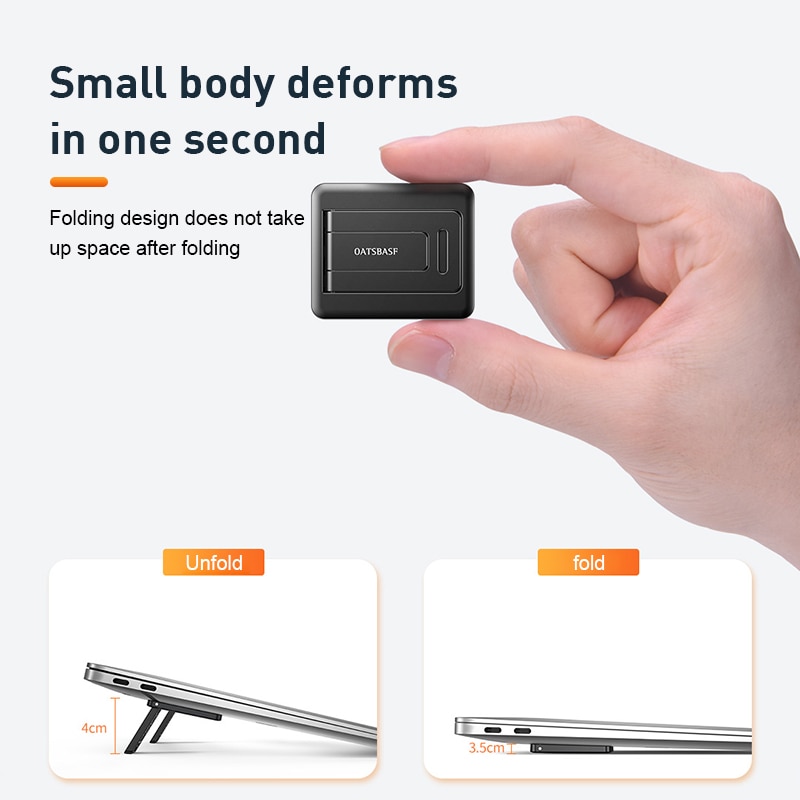 Mini support Portable discret pour ordinateur Portable, support de refroidissement réglable, support multifonctionnel pliable, 1 paire