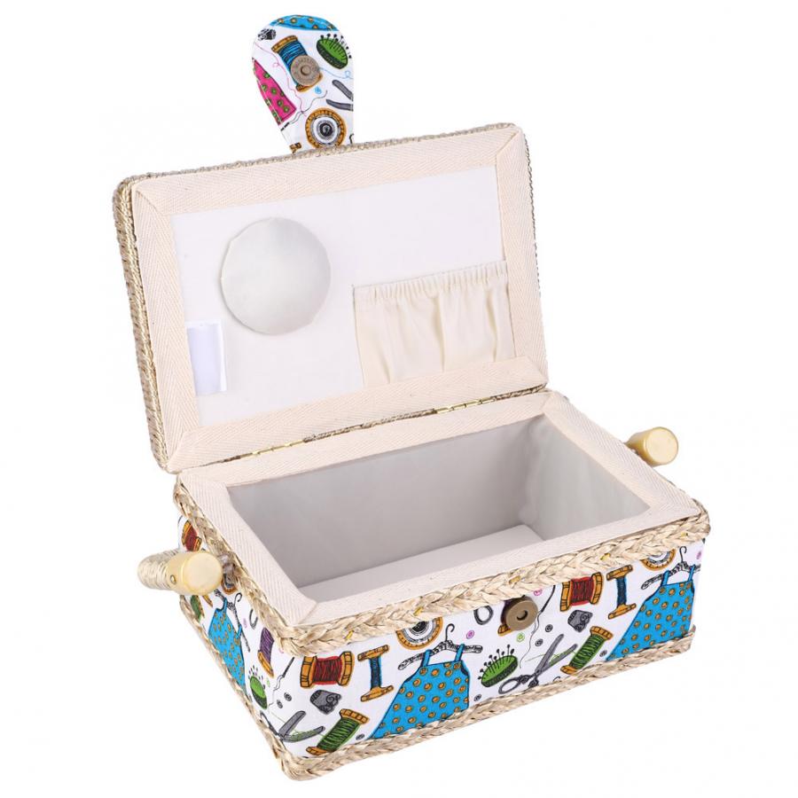 Household Fabric Craft Handmade Sewing Basket Thread Needle Storage Box Organizer Sewing Storage Basket Cotton Fabric Crafts