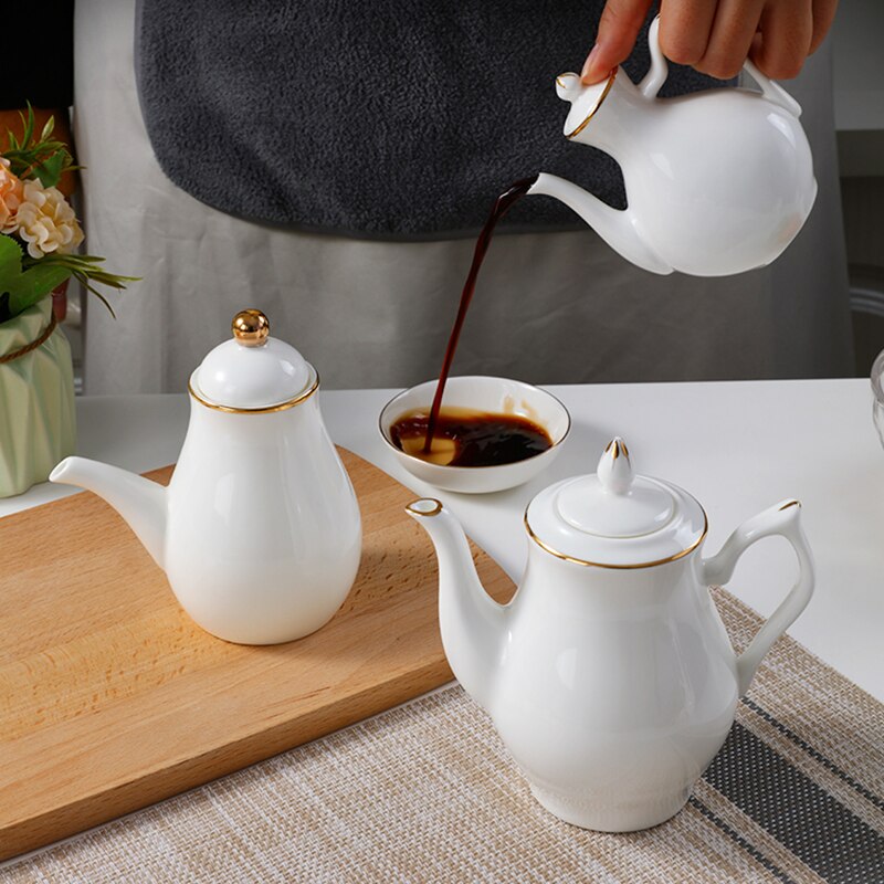 Dining Table Oil Bottle No Drip Dispenser Cooking Ceramic Oil Bottle Container Storage White Cosas De Cocina Kitchen Tool OC50TL