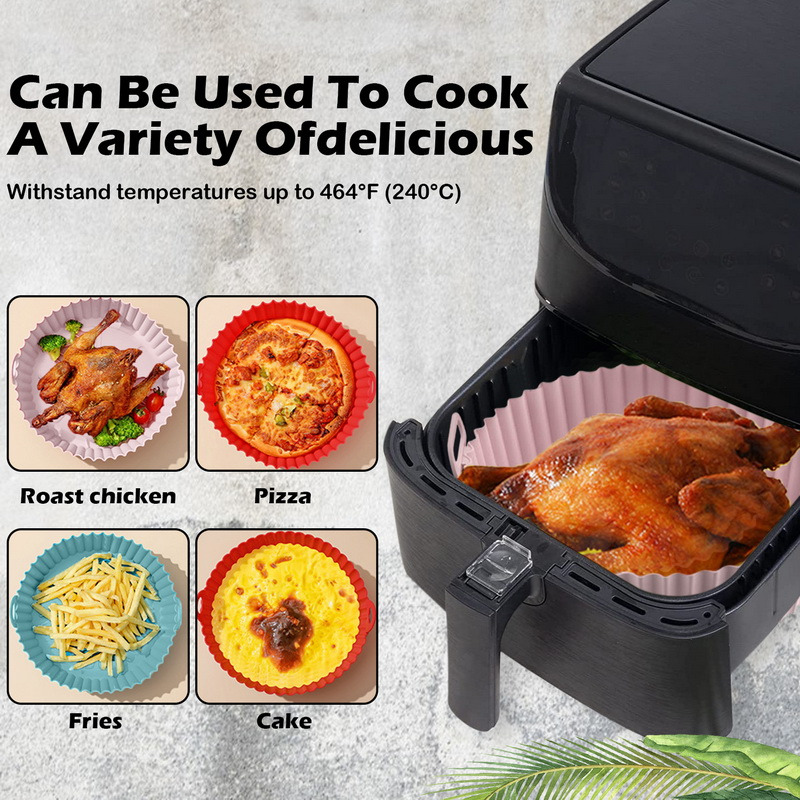 Revestimientos de silicona para freidora de aire, cesta, contenedor reutilizable, accesorios, bandeja para horno, Pizza, pollo frito, molde Protector para hornear, herramienta de cocina