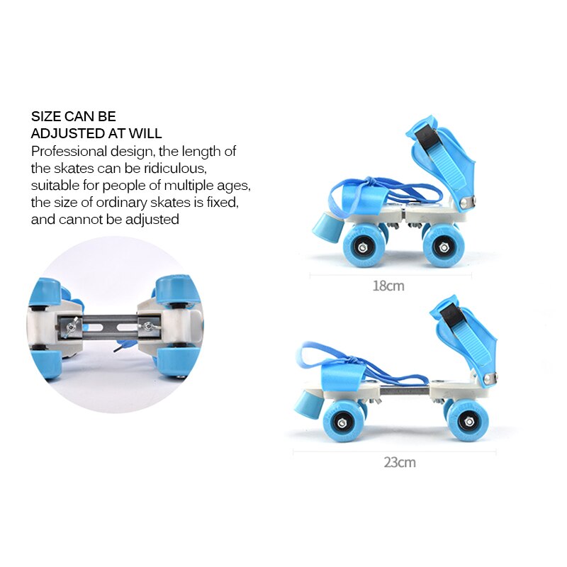 Pige dreng skate sko børn bærbare fire hjul udendørs rulle dobbelt række slidstærke justerbare børn skridsikre abs