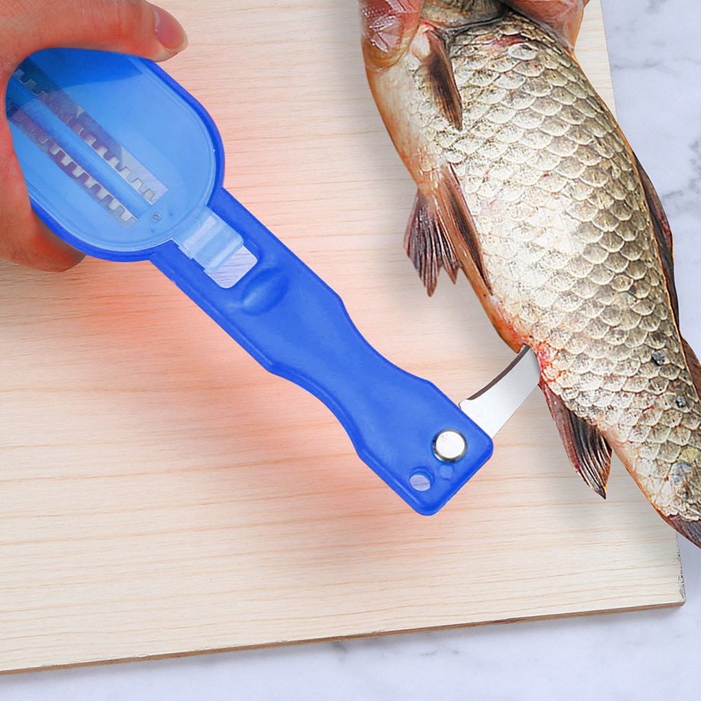 Fish scale with lid Practical Fish Remover Scraper Cleaner Kitchen Tool Peeler 20x5.5cm C4