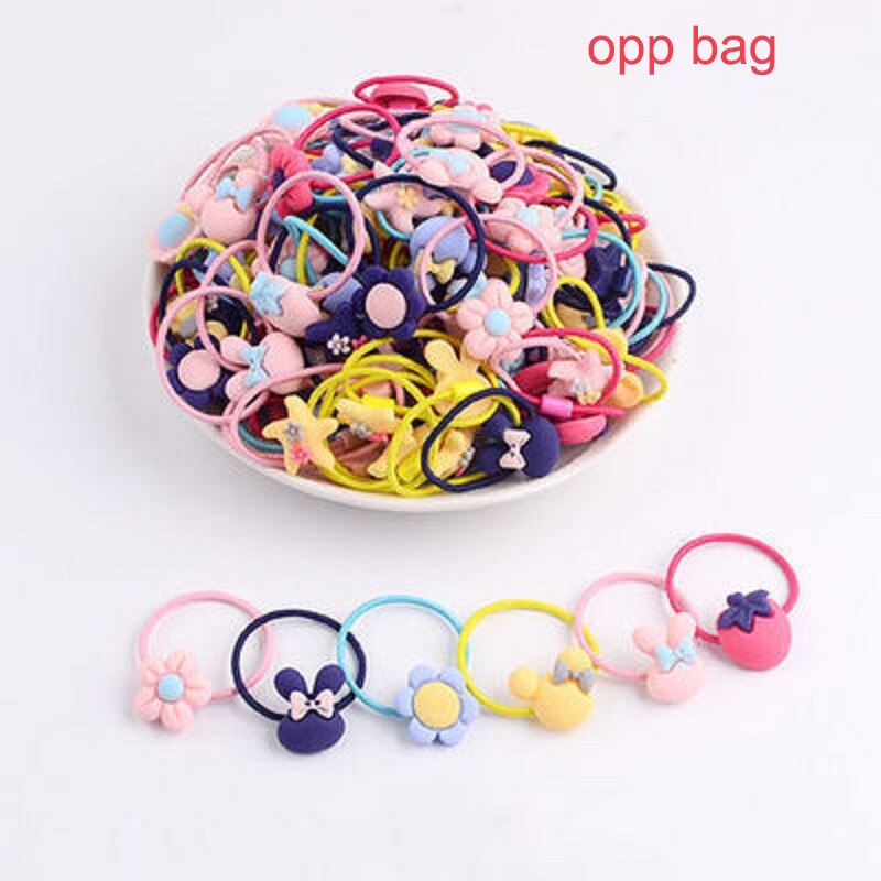 20 teile/los Mädchen Kawaii Elastische Haar Bands Headwear Scrunchies Gummibänder Stirnbänder Haar Zubehör Neue Geboren Baby Haar Band: plastic bag color