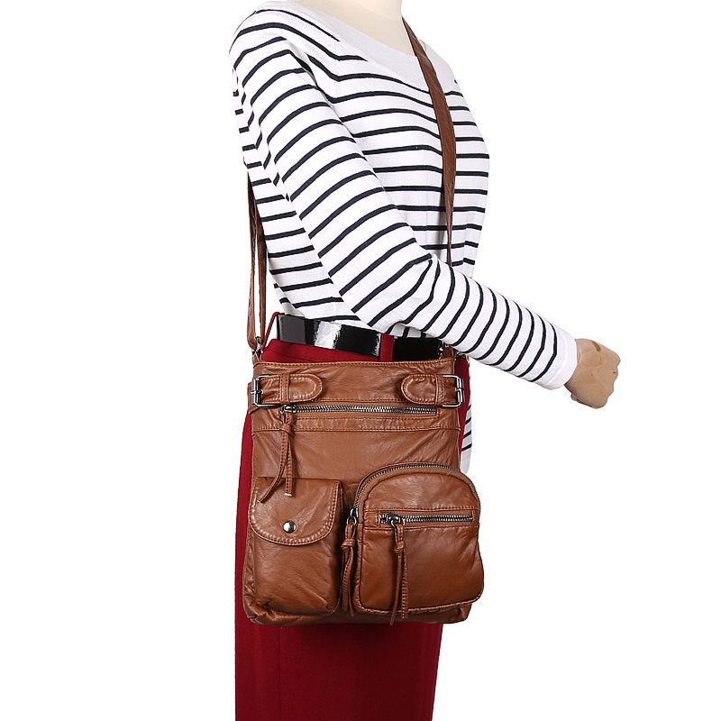 Petits sacs Messenger délavés pour femmes | Sac à bandoulière très doux, sac Vintage en cuir PU de bonne