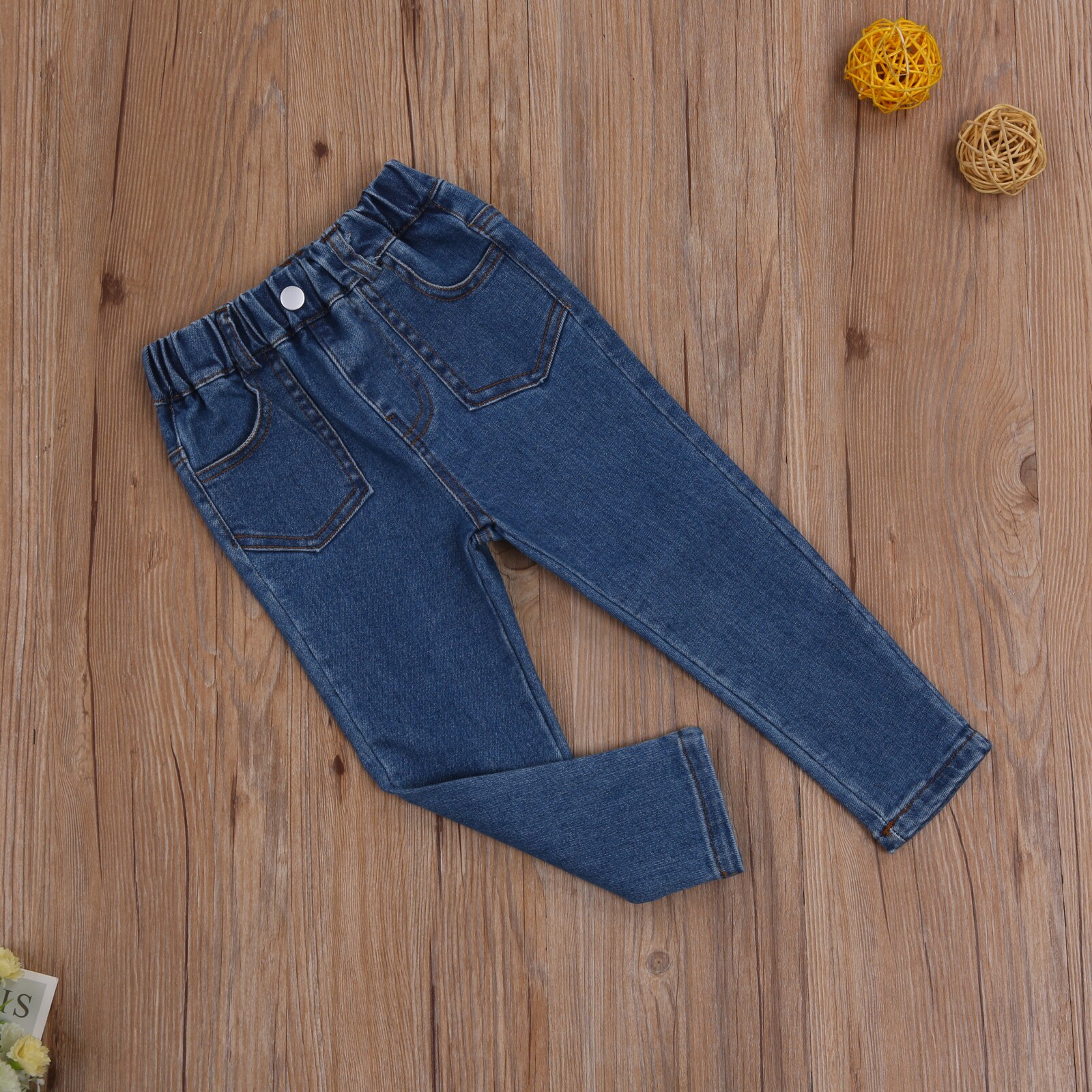 Baby Girls/Boys Elastic Pencil Denim Jeans, Simple and Loose Stretch Long Pants for All Year Round Wear 1-6T