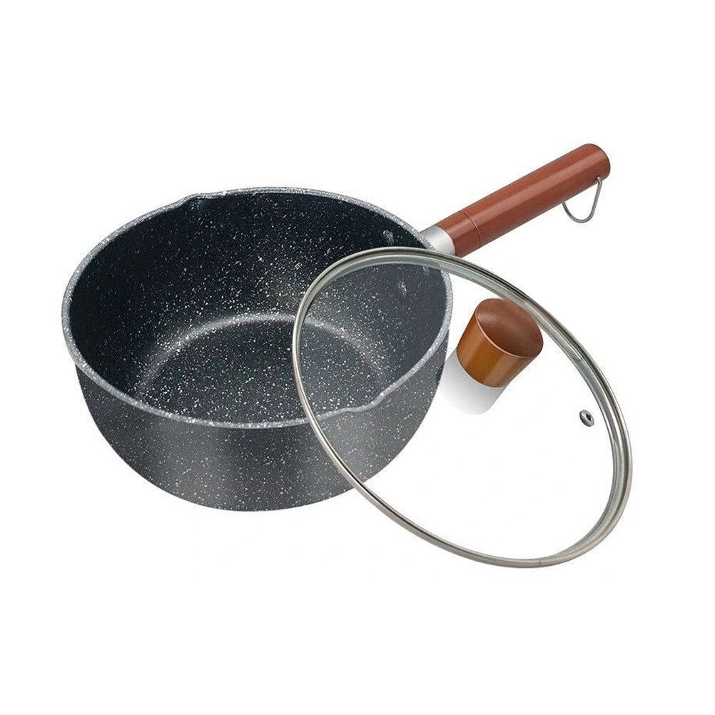 1 Set of Home Small Pot Wooden Handle Instant Soup Noodle Pot with Lid